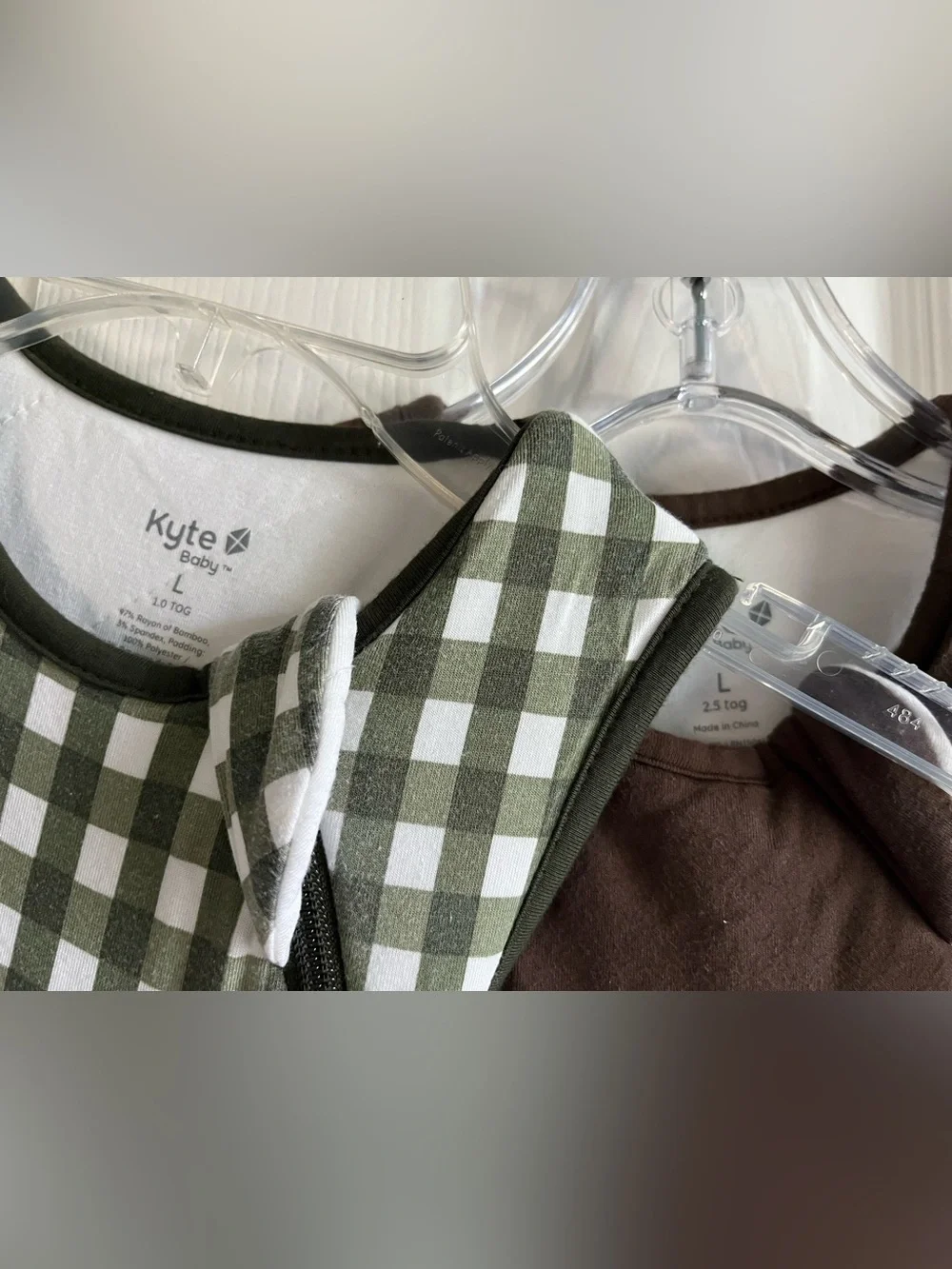 Bundle of 2 Kyte Baby Sleep Bags Sack Brown & Green Check Large 1.0 TOG, 2.5 TOG